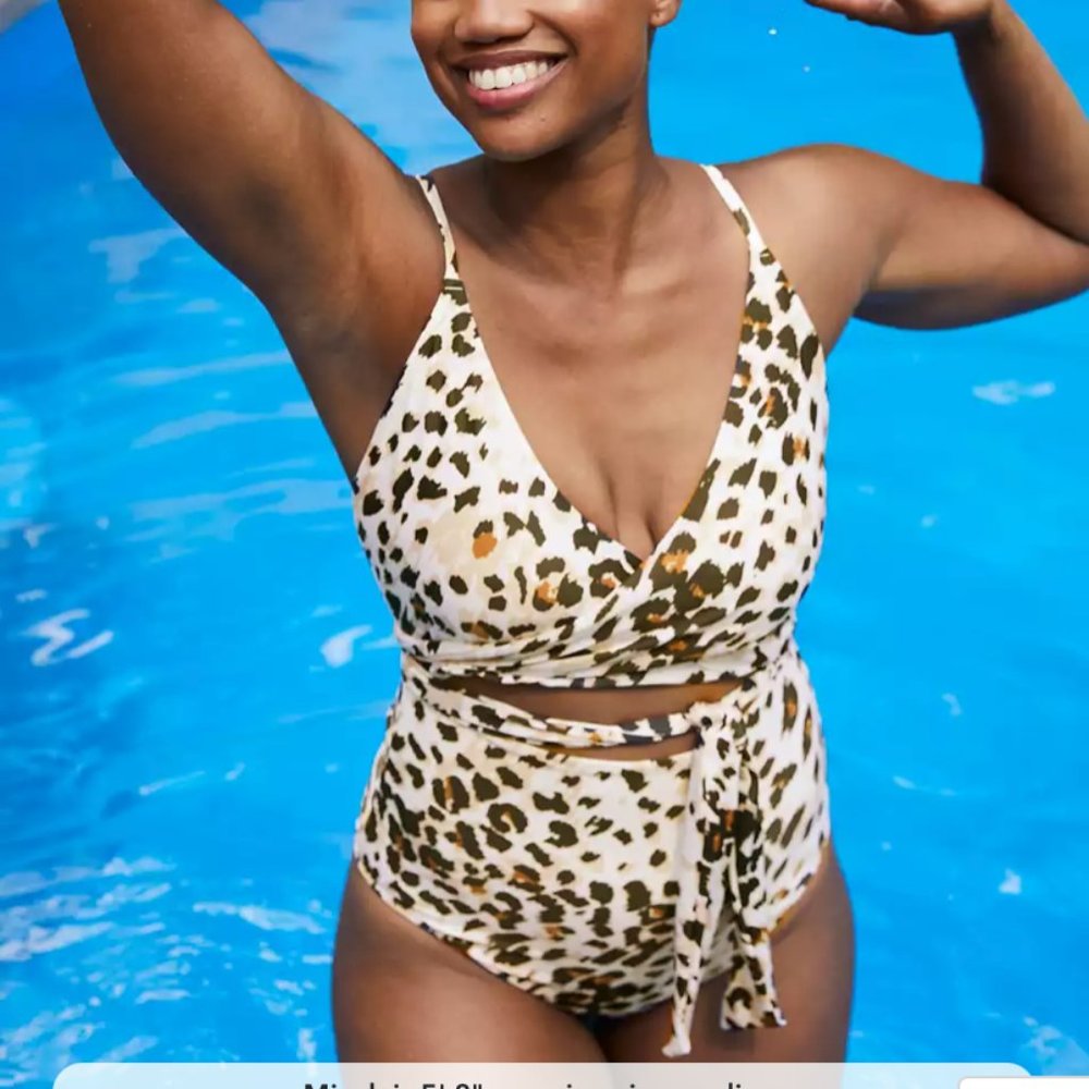 AE Leopard Wrap One-Piece Bathing Suit - Sz XL